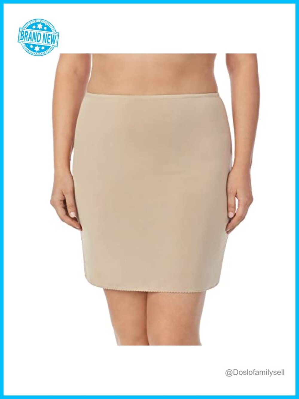 Half Slip Skirt Mid Thigh 19 Inch Scalloped Hem Polyester Spandex